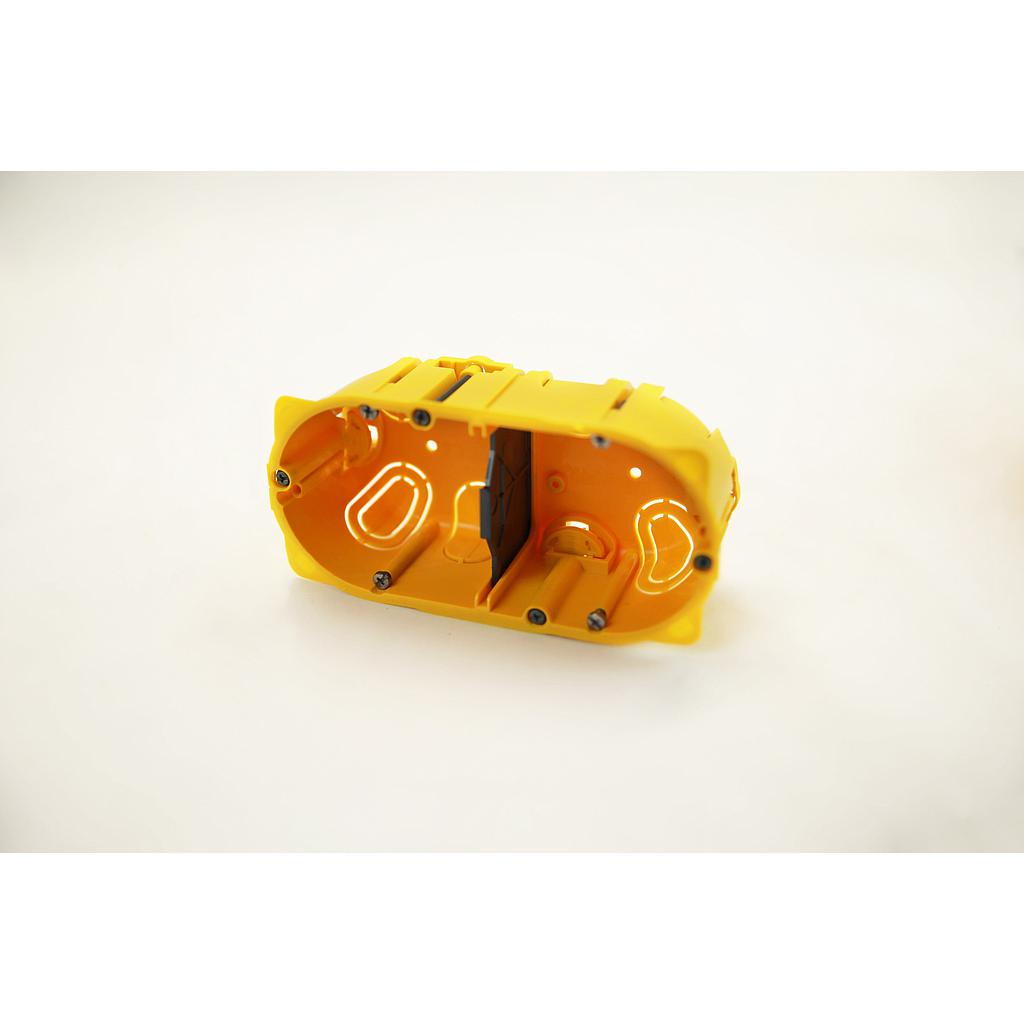 Dubbele inbouwdeoos - rond - 50mm - GEEL