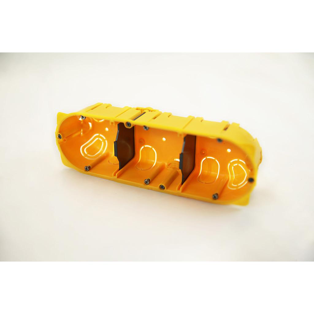 Boîtier rond cloison creuse - triple 50mm - JAUNE