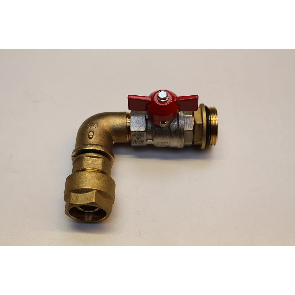 90° - MC 26 x M1" + vanne