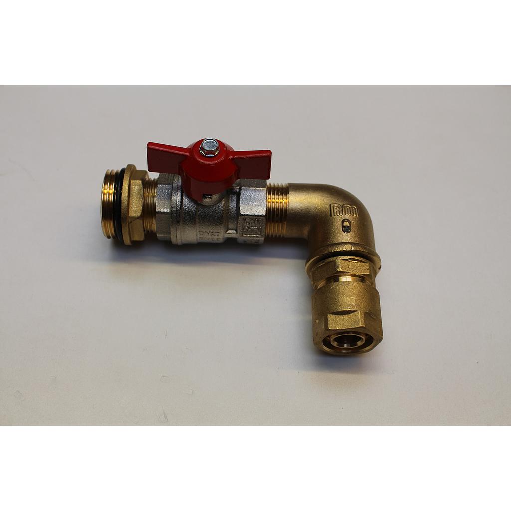 90° - MC 20 x M1" + vanne